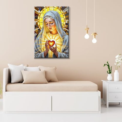 JOOZ 5D Virgin Mary Paint by Numbers Kit for Adults with Frame, 8x12 Inch - color: Virgin Mary 069