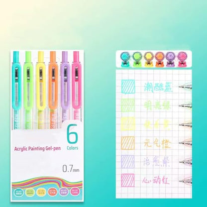 6 Colors 0.7mm Fine Pointed Acrylic Gel Pen Set,Dopamine | Fit for Drawing Creation, Daily Painting, Coloring, Card Making, Journaling - color: Beige