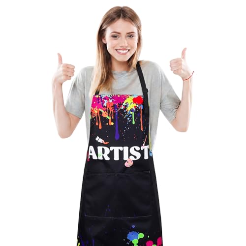 Painting Artist Apron with Pockets, Waterproof Painting Aprons for Adults, Adjustable Art Apron Bib Apron - color: Style 6