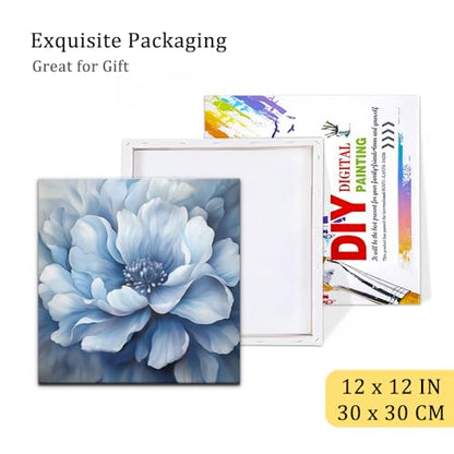 Natuyalo Framed Paint by Numbers Kit for Adults - Blue Flower DIY Adult Paint by Number Kits Flowers Acrylic Canvas Painting for Adults Beginners Art Crafts with Frame, 12x12 Inch - color: Color-03