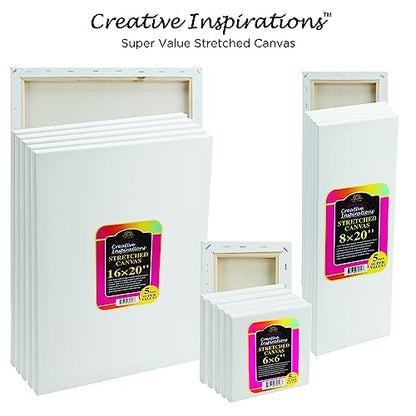 Stretched Canvas Packs - Multipack Low Cost Stretched Canvas for Artists, Painting, Professionals, & More! - [50 Pack - 10x20] - size: 10x20" - 50 Pack