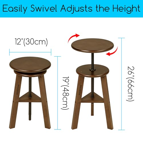 MEEDEN Walnut Drafting Stool with Solid Beech Wood, Height Adjustable Artist Studio Stool, Bar Stool, Office & Kitchen Stool, Perfect for Studio, Home Use, Bars | Up to 220 Lbs, German Beech Wood Drafting Chair, Perfect for Artists Studio, Home Use, Kitch