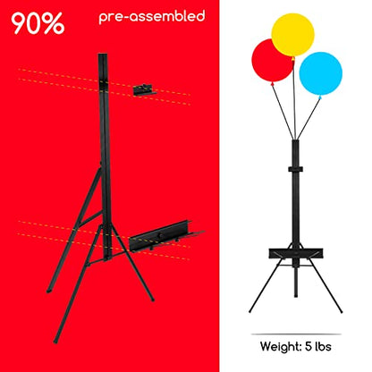 MEEDEN Aluminum Easel Stand for Painting: Portable Art Tripod | Art Standing Paint Floor Easel for Artist with Swing-Out Palette Holder & Brush Rest, Holds Canvas up to 34" - size: 67" High