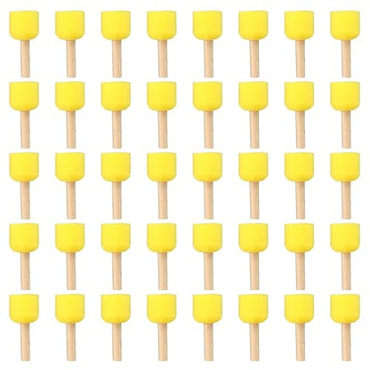 PATIKIL 1.5" Paint Sponges, 40 Pack Round Foam Brush With Wooden Handle for Crafts Arts, Yellow - size: 1 Count (Pack of 40)