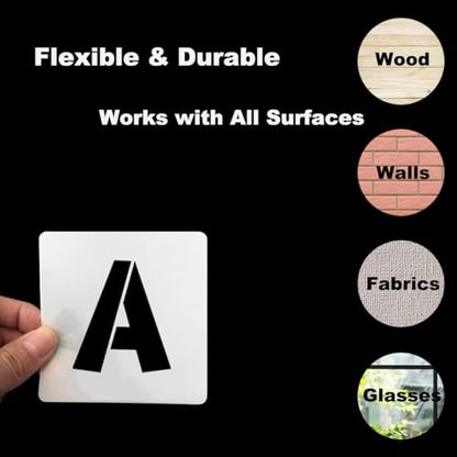 1 Inch Letter Stencils for Painting - 42 Pack Alphabet Letter and Number Stencil Templates with Signs for Painting, Reusable Letters Numbers Stencils for Chalkboard Wood Crafts & Wall Decor - size: 1 Inch
