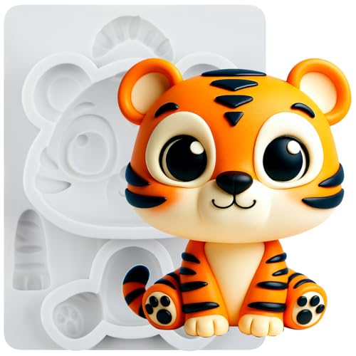 Tiger Polymer Clay Mold Tiger Woodland Animal Silicone Molds - color: Style S