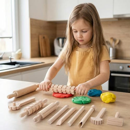 Toddmomy Wooden Clay Tool Set for Kids Toddlers, Clay Molding Tools for Pottery, Ceramics and Modeling Dough, Beginner-Friendly Art and Crafts Activities