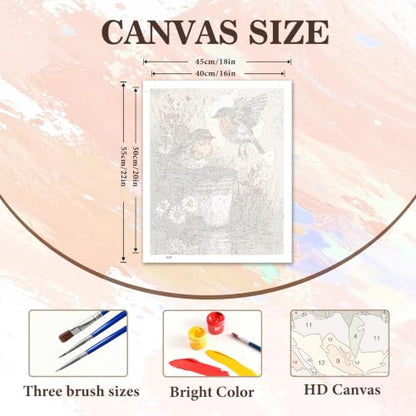 Cute Birds Paint by Number Adult, DIY Acrylic Painting Kits 16x20inch - color: Robin Birds, size: 16x20inch