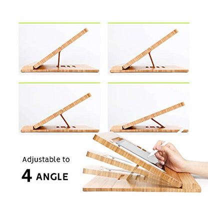 ELETIUO Tablet Desktop Stand Height Adjustable,Foldable Bamboo Drawing Ipad Holder,Multi-Angle Portable Stand Organizer,Compatible with 12.9 inch ipad pro 3rd/4th Gen - size: B