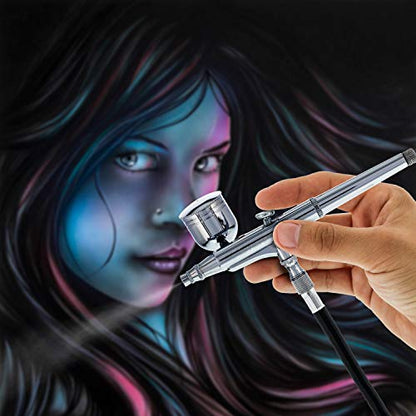 Master Airbrush SB84 Multi-Purpose Dual-Action Side Bowl Feed Air Brush Kit with 3 Nozzle Sets (0.2, 0.3 & 0.5mm Needles, Fluid Tips and Air Caps) - Airbrush Gun for Painting, Auto, Art, Cake, Hobby