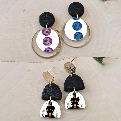 8 Pcs Halloween Transfer Paper for Polymer Clay, Skull Pumpkin Ghost Moon Spiders Pattern Water Transfer Sheet for Polymer Clay, Water Soluble Transfer Sheet for Earrings Jewelry Making 5.8X3.9 in - color: 8 PCS Halloween