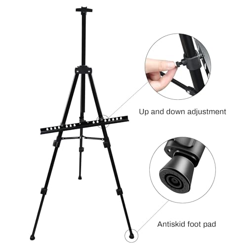 RRFTOK 21-66 Inch Adjustable Art Easel Stand for Painting and Sign, Black - style: 66B 1-Pack
