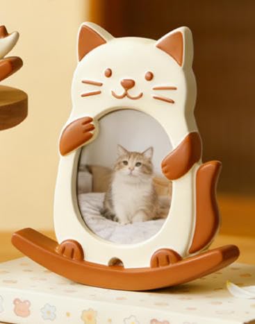 Silicone Resin Mold for Moving Photo Frame, DIY Rocking See-Saw Picture Frame Molds with Dinosaur, Kitten & Puppy Shape, Stand Holder for Resin Casting, Personalized Home Decor Handmade Gifts (4 PCS) - size: Cat&Dog Photo Frame