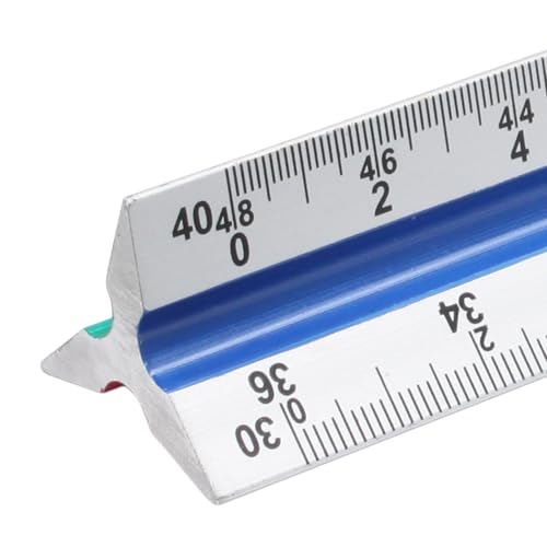 Biaungdo Engineer Scale Ruler 12 Inch Aluminum Colored for Drafting