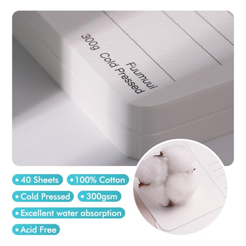 Fuumuui 40 Cards Watercolor Postcards Blank 4 x 6 inch, 140lb/300gsm, 100% Cotton Cold-Pressed Art Paper for Painting, DIY, Mailing, Invitations, Greeting Cards - size: 4×6 in