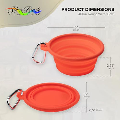 Silver Brush Limited Silver Essentials Paintbrush Water Bowl, 400ml/13.5oz | 2 Pack, Watercolor, Watermedia, Round, Reusable Artist Water Cup, Collapsible, With Carabiner Clip, Leak-proof, Silicone - size: 400ml
