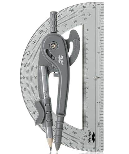 Mr. Pen- Geometry Compass and Protractor Set, 6 Inch Compass - color: Shuttle Grey, size: 1 Set