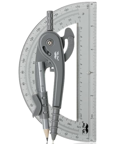Mr. Pen- Geometry Compass and Protractor Set, 6 Inch Compass - color: Shuttle Grey, size: 1 Set
