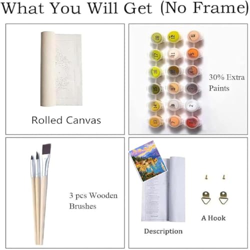 ZRIZQ Paint by Numbers Kit for Adults Beginner Landscape,City Scape,16x20 | Full set with wooden brushes,rolled canvas,rich paints.Calming activity.Beginner friendly.Just open and paint. - color: 16"X20"Rolled Canvas-Landscape 16