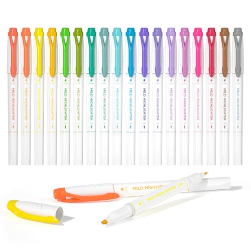 Shuttle Art Pastel Highlighters, 18 Colours Dual Tip Highlighters, Highlighter Markers Assorted Colours, Perfect for Colouring, Underlining, Highlighting, Journaling in School Office Home - color: 18 Colours