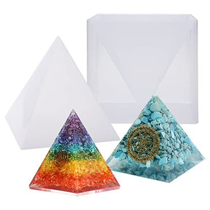 1pc Super Pyramid Silicone Mould Resin Craft Jewelry Crystal Mold Large Pyramid Resin Casting Silicone Jewelry Molds for Paperweight for Home Decoration Office Desk,15.7cm/6 inch +Plastic Frame | Epoxy Resin Casting Mold with Plastic Frame for Orgonite, P