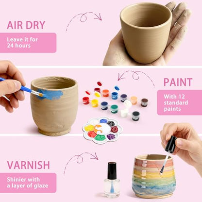 Pottery Wheel for Kids, Unicom Craft Kit Arts and Crafts for Kid Ages 6-12 | Complete Pottery Painting Kit with Clay Art Supplies Kids Toys Girls Birthday Chnistmas Git for 6 7 8 9 10 11 12+ Years Old - color: purple