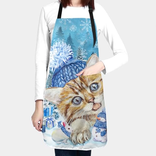 Imiss Waterproof Stain-Resistant Cooking Chef Aprons for Grill BBQ Baking 27 X 31 Inch - color: Cat