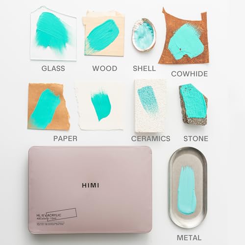 HIMI Twin Cup Jelly Acrylic Paint Set, 48 Colors 12g, High Viscosity, Blendable, Paints on Rocks Crafts Canvas Wood, Fabric, Ceramic & Stone, Art Craft Paints Gifts for Artists Beginners & Painters - color: 48colors
