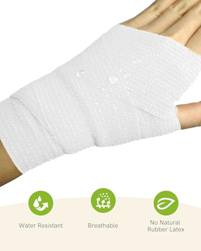 FriCARE Self Adhesive Bandage Wrap, Medical Tape in First Aid Kit | Elastic Cohesive Bandages for Sports/Vet/Wrist Ankle Wounds, 2 Inches X 5 Yards, Latex-free 6 Rolls, Willow Grove - color: Willow Grove