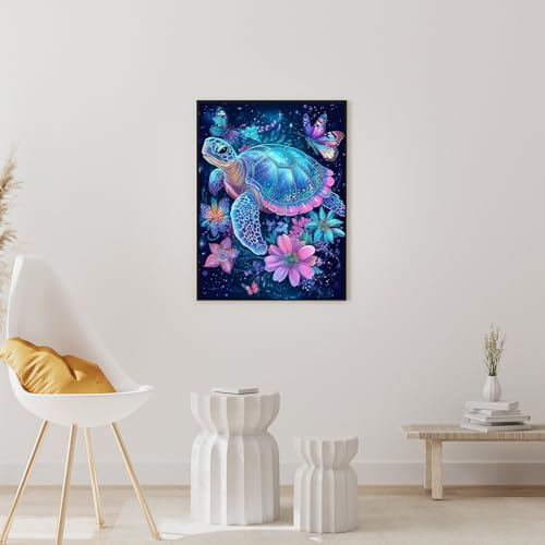 Yanfairy Turtle Diamond Art Painting Kits for Adults, Full Drill Diamond Dots Paintings for Beginners, Round 5D Paint with Diamonds Pictures Gem Art Painting Kits DIY Crafts Kits 12x16inch - color: Turtle