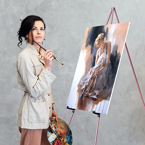 Easel Stand for Display, Aredy 63" Portable Painting Easel, Lightweight Metal Easels for Painting Canvas, Wedding Sign (2 Pack, Pink) - style: 2 pack (PINK)