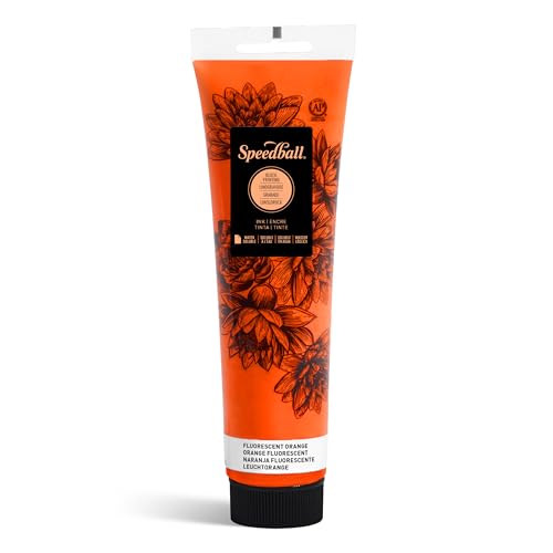 Speedball Water-Soluble Block Printing Ink, 5-Ounce Tube, Fluorescent Orange - color: Fluorescent Orange