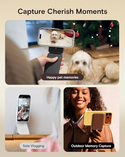 MOFT Phone Stand, Magnetic Phone Tripod Stand Stain-Resistant MOVAS Leather & Angle Adjustment & Strong Magnets Tripod for iPhone 17/16/15/14/13/12 (Included Metal Ring)-Misty Cove - color: Misty Cove, size: Without Card Slot