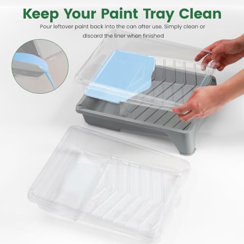 VOOMEY 13PCS 9 Inch Paint Roller Refill Pack, Microfiber Covers & Liners - style: 10 pcs paint tray liners&3 paint roller