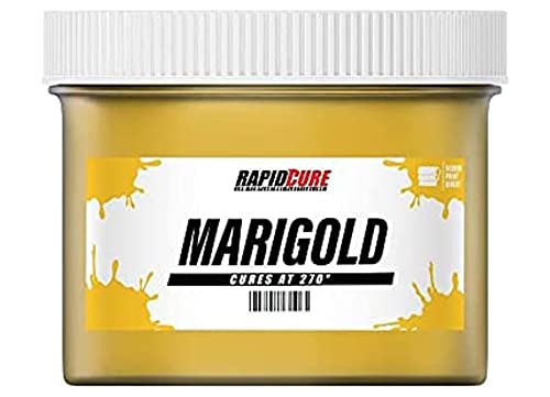 Rapid Cure Marigold Plastisol Ink - Silk Screen & Screen Printing Ink, 8oz | Cures At 270°F Vs. Standard 320°F For Faster Turnaround - Bold Opaque Color, Non-Phthalate, CPSIA Safe, USA Made - Marigold - color: Marigold, size: 8 fl oz