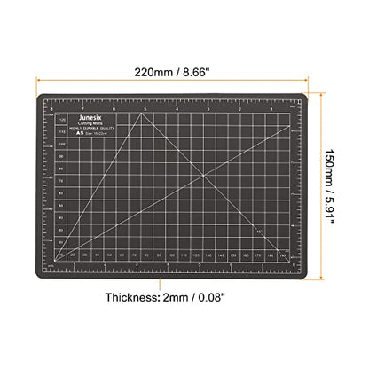 MECCANIXITY 6" x 8" Cutting Mats, Rotary Fabric Mat Self Recover Sewing Mat Double Sided for Hobbyist DIY Craft Creative Design, A5 Black White