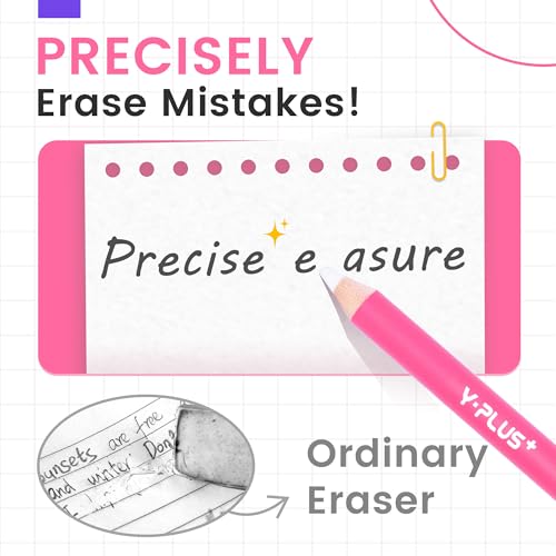 Eraser Pen with Sharpener, Fine Detail Erasing, Pink, 3 Pcs - color: Pink