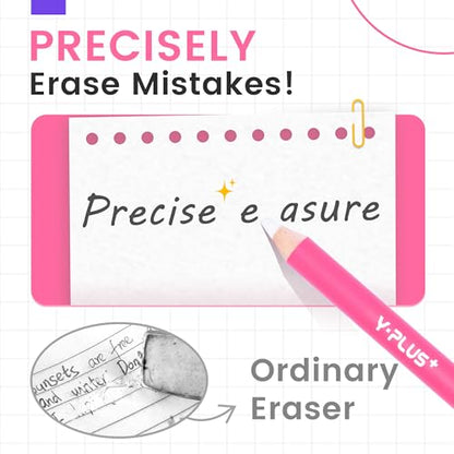 Eraser Pen with Sharpener, Fine Detail Erasing, Pink, 3 Pcs - color: Pink