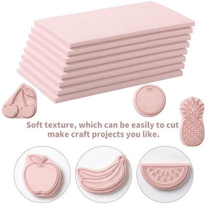 8 Pack Pale Pink Linoleum Blocks 4 x 6 in for Printmaking | Soft Rubber, Easy To Carve, for Stamps, Cards, Bookmarks, Beginner And Pro Use - size: 4"x6"