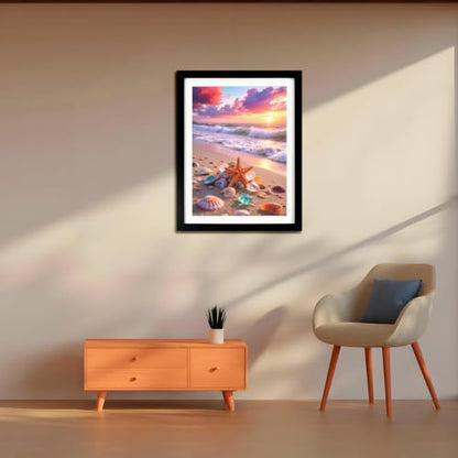 Muzagroo Art Premium Diamond Art Frame for 12x16in Canvas Diamond Painting Frame with White Mat Border Shatter-Resistant Plexiglass Frame for Diamond Painting Ready to Hang (1P) - color: Frame