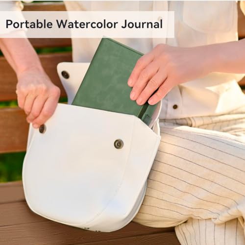 Lightwish Watercolor Sketchbook,100% Cotton 300gsm/140lb Hot Press - color: Hard Shell Green