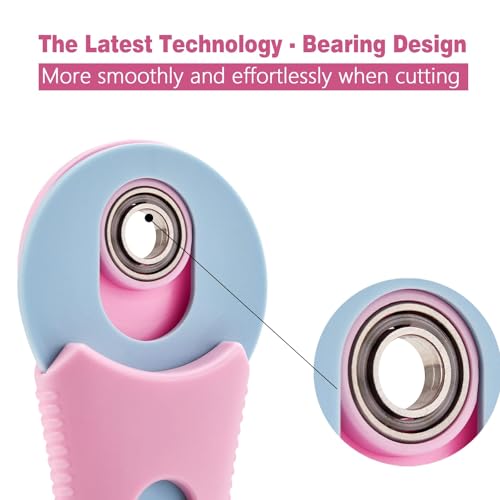 Headley Tools Rotary Cutter with 5pcs 45mm Rotary Blade, Bearing Design Rolling Cutter with Safety Lock for Fabric Sewing Quilting Cloth Leather Paper and Arts & Crafts(Pink) - color: Pink with Bearing, size: 45mm