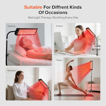 Red Light Therapy for Face and Body, GMOWNW Infrared Light Therapy Lamp with Stand, 660nm Red Light and 850nm Near Infrared Light Therapy Device for Face Knee Body, Skin Care at Home - size: 13.86" * 4.21"-with stand
