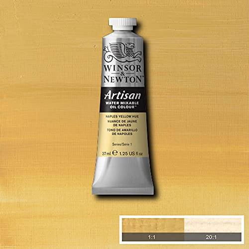 Winsor & Newton Artisan Water Mixable Oil Paint, 37ml, Naples Yellow Hue | Clean with water; no solvents needed. Color depth, lightfastness, opacity/transparency are the same as traditional oils. - color: Naples Yellow Hue, style: 1.25-oz