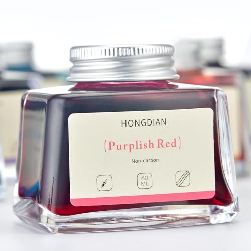 Hongdian Fountain Pen Bottled Ink Purplish Red Color, 60ml Non Carbon Inkwell Bottle, Artist Calligraphy Ink - color: Purplish Red