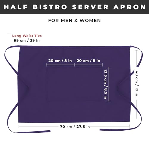 Chef Works Unisex Half Bistro Server Apron - color: Purple