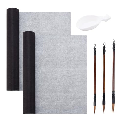 PH PandaHall 6pcs No Ink Chinese Calligraphy Kits Reusable Writing Magic Water Cloth Paper Set Chinese Calligraphy Mat for Chinese New Year, Student Beginners Practicing Chinese Calligraphy 54.3x13.5