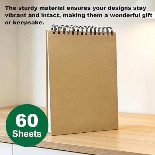 Sketchbook and Pencil Set - Spiral Bound Hardcover with 60 Sheets & 12 Charcoal Pencils (Hard/Medium/Soft) for Professional Artists and Beginners - color: Kraft paper color