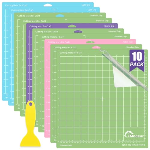 IModeur 10 Pack Cutting Mats -12"x12" Cutting Mats for Cutting machine Accessories - Mats for Explore Air 2/ Maker 2/3 - size: 10 Pack/12x12/Green Blue Purple Pink