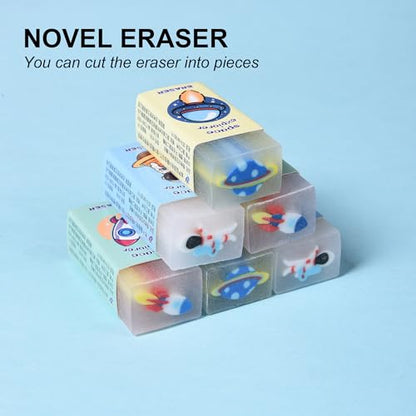 18Pcs Cute Outer Space Themed Erasers for Kids Bulk, Kawaii Fun Pencil Jelly Erasers for School Classroom Supplies Prize Gifts Party Favors - style: SPACE